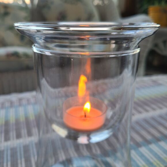 Home Interiors Two Piece Candle Holder Item 12289 Suspended Tealight Clear Glass - Picture 4 of 10